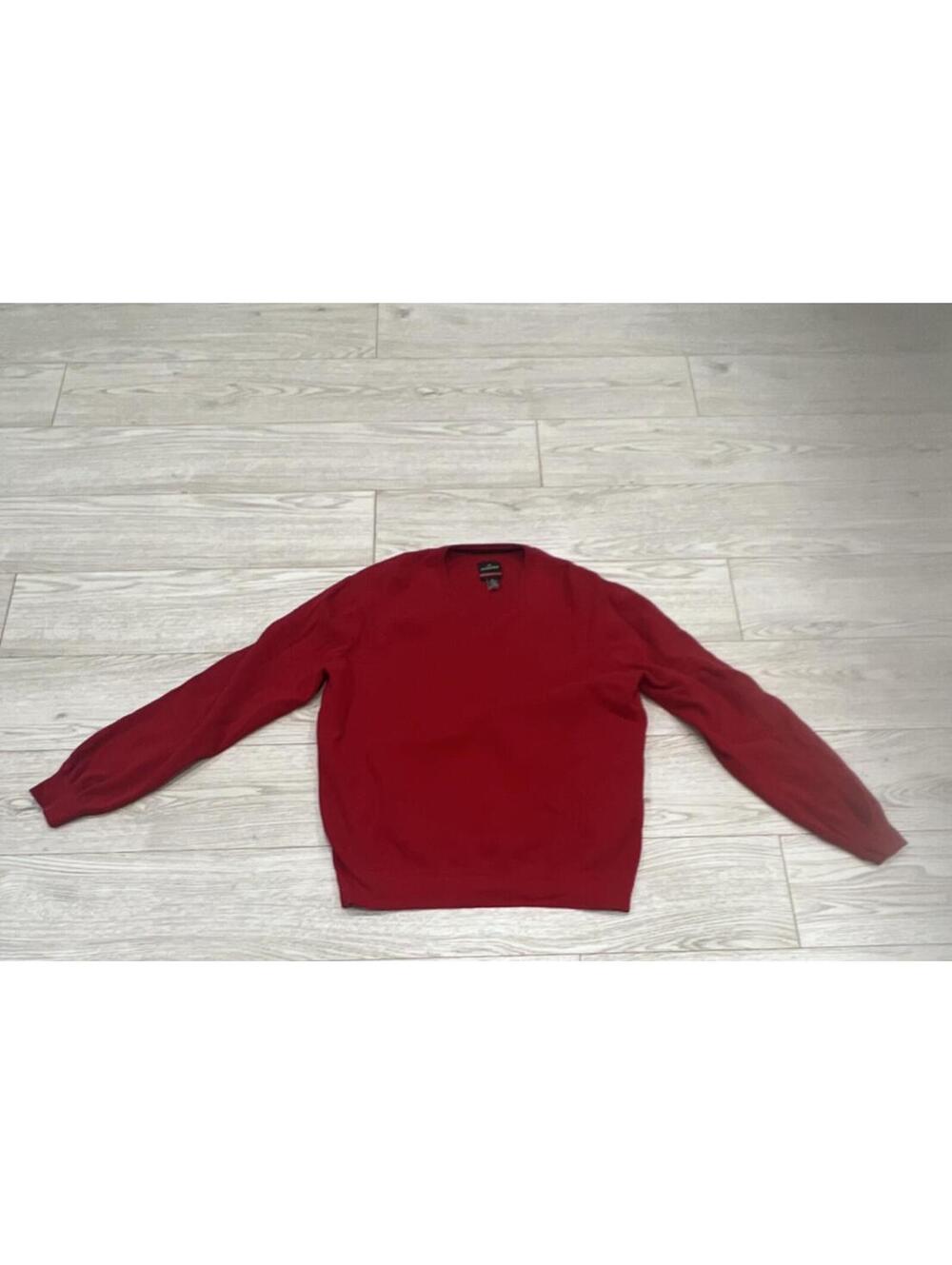 Victorinox Men's Red Cotton Blend Solid V Neck Sweater SIZE XL